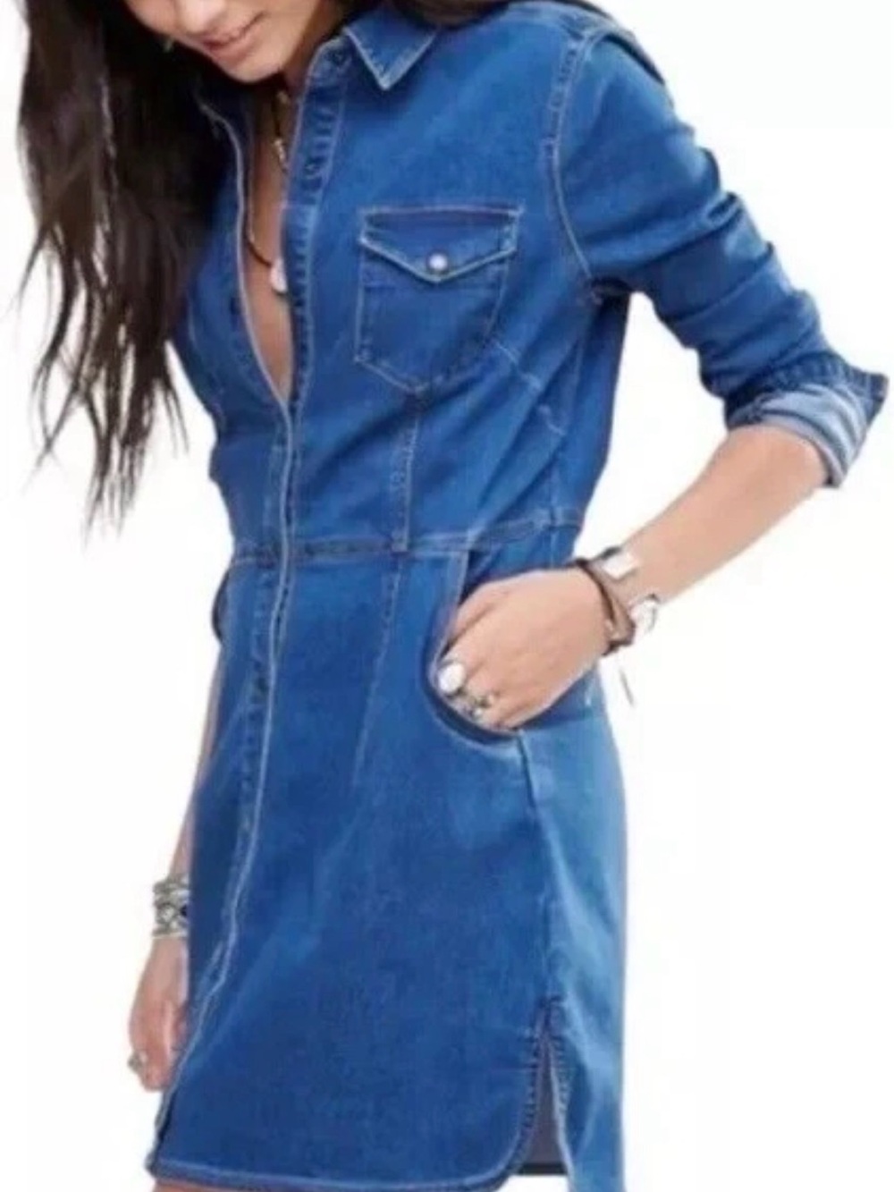 Free People Dynamite Denim Dress Large